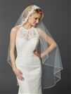 Couture Design Semi-Waltz Ballet Length Bridal Veil with Beaded Lace Top and Sparkle Trim<br>4420V-I