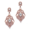 Victorian Scrolls 14K Rose Gold Plated Cubic Zirconia Wedding Chandelier Earrings<br>4553E-RG