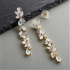 Cubic Zirconia and Opal Long Statement Gold Wedding Dangle Earrings<br>4599E-OP-G