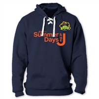 Sport Lace Hoodie made of 10 oz. blend of ringspun cotton/polyester. Printed with Summer Days at the J logo on the left chest and Summer Days at the J wordmark across the chest.