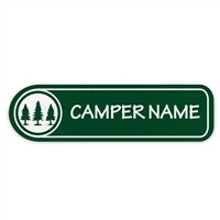 <!006>FRIENDLY PINES CAMP - LOGO RECTANGLE PRESS-ON LABELS