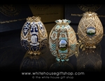 The White House Gold Filigree Easter Egg Roll Heirloom Eggs of the White House Gift Shop includes 2016, 2015, and 2014.
