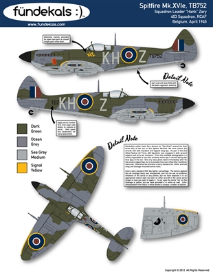 Fundekals 32-A04 - Spitfire Mk XVIe, TB752 (Squadron Leader "Hank" Zary)