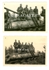 German Soldiers Sitting on Captured T-34 Tank, One Armed with Double-Barrel Shotgun (2-photo set), Original WW2 Photos