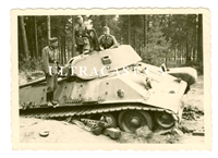 German Soldiers Examine an Abandoned T-34 Tank, Russia, Original WW2 Photo