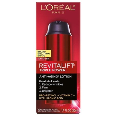 LOreal Revitalift Triple Power Anti Aging Lotion SPF 30 1.7oz / 50ml