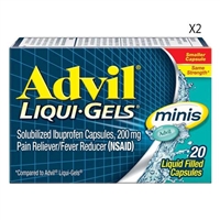 Advil LiquiGels Minis Pain Reliever Fever Reducer 20 Count Liquid Filled Capsules 2 Packs