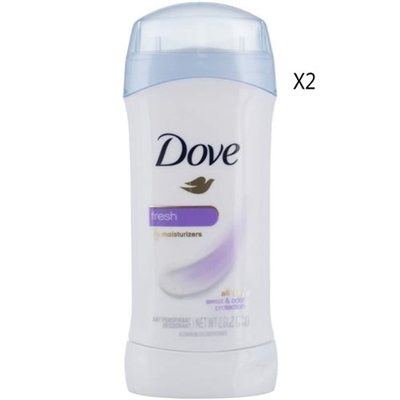 Dove Invisible Solid Deodorant Fresh 2.6oz / 74g 2 Packs
