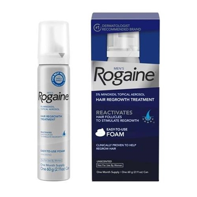 Mens Rogaine 5% Minoxidil Topical Foam One Month Supply 2.11oz / 60g