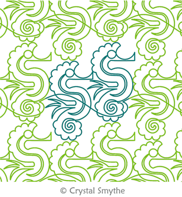 Giddyup Seahorse by Crystal Smythe. This image demonstrates how this computerized pattern will stitch out once loaded on your robotic quilting system. A full page pdf is included with the design download.