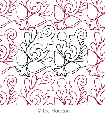 French Flourish Panto by Ida Houston. This image demonstrates how this computerized pattern will stitch out once loaded on your robotic quilting system. A full page pdf is included with the design download.