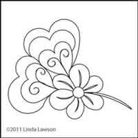 Digital Quilting Design Jacobean Heart Flower by Linda Lawson.