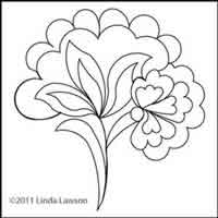 Digital Quilting Design Jacobean Single Flower by Linda Lawson.