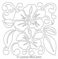 Digital Quilting Design Hawaiian Flower Block 8 by Leona McCann.