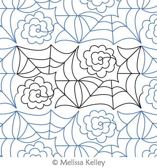 Flower Webs by Melissa Kelley. This image demonstrates how this computerized pattern will stitch out once loaded on your robotic quilting system. A full page pdf is included with the design download.
