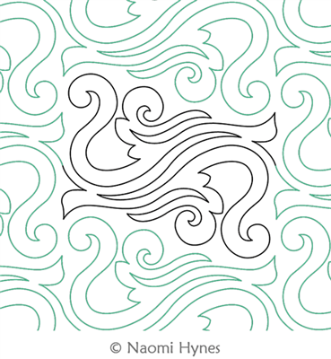 Bali Swan Pantograph by Naomi Hynes. This image demonstrates how this computerized pattern will stitch out once loaded on your robotic quilting system. A full page pdf is included with the design download.
