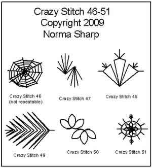 Digital Quilting Design Crazy Quilt Stitches 46-51 by Norma Sharp.