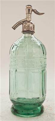 Gonzalez Clear Beveled Vintage Seltzer Bottle | The Seltzer Shop | Colored Argentine seltzer bottle - vintage seltzer pendant light - wine chiller interior design elements