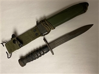 KOREAN M4 BAYONET WITH RUBBER HANDLE AND K-M8A1 MARKED SCABBARD.