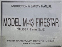 STAR PISTOL MODELM-43 FIRESTAR MANUAL