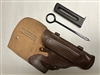 EAST GERMAN "STASI" MAKAROV PISTOL BROWN HOLSTER WITH MAGAZINE AND CLEANING ROD.
