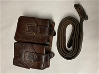 YUGOSLAVIAN MAUSER 98k LEATHER SLING WITH DUAL AMMO POUCH.
