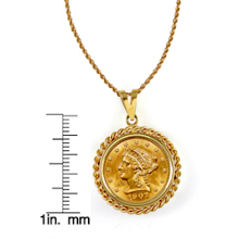 $2.50 Liberty Gold Piece Quarter Eagle Coin in 14k Gold Rope Bezel