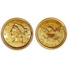 $5 Liberty Gold Piece Half Eagle Coin Cuff links