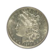 1879P Morgan Silver Dollar in Uncirculated Condition (MS62) Graded by AACGS