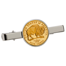 Gold-Layered Westward Journey Bison Nickel Silvertone Tie Clip
