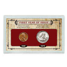 First Year of Issue Lincoln Memorial Penny and Susan B. Anthony Dollar