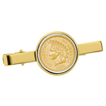 Gold-Layered 1800's Indian Penny Goldtone Tie Clip