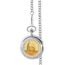 Monogrammed Gold-Layered Statue of Liberty Commemorative Half Dollar Pocket Watch