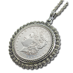 Morgan Dollar Pendant with Silvertone Bezel