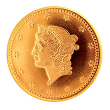 Tribute to America's Most Beautiful Coins - Liberty Head Gold $1 1849-1854 Replica Coin