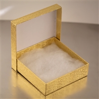 Textured Cardboard Gift Box With a Cotton Insert - Gold Foil Color