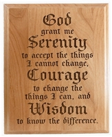Laser Engraved Serenity Prayer 7" x 9" Alder Wood Plaque