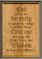 Laser Engraved Serenity Prayer 5" x 7" Alder Wood Plaque