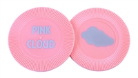Pink Poker Chip with the words Pink Cloud on one sides and a graphic of a cloud in Silver on the reverse.