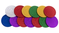 Recovery Emporium Brand - Aluminum AA Anniversary Medallion Set 2 - featured are all 13 options including the 24-hour, 1 through 11 months, and 18 months.