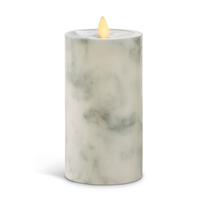 Luminara - Flameless LED Candle - Unscented White Marble Wax - Indoor - Remote Ready - 3.25" x 6.5"
