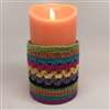 Flameless Candle Cuff - Crocheted Fabric Material - Boho Striped Pattern - For 3.5-Inch x 7-Inch Flameless Candles
