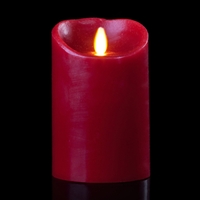 Luminara - Flameless LED Candle - Indoor - Wax - Burgundy - Remote Ready - 3.5" x 5"