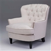 Seriena Marseille Tufted Back Sofa/Accent Chair with Neil Head in White Beige or Green Linen, Solid Beige Accent Chairs