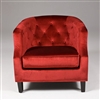 Seriena Vienna Burgundy Red Velvet Sofa Accent Chair with Tufted Back Barrel Curved Back ,tufted Sofa, Burgundy sofa, Burgundy fabric accent chair, designer accent chairs, upholstered accent chair, colorful accent chairs, contemporary accent chair