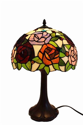 Tiffany lamps |  Rose Flower Design Zinc Base | 12 inch Tiffany Lamp |Seriena Tiffany Lamp | Tiffany Lighting | 12 inch Tiffany lamp Shade | 12" Tiffany Lamp Shade | Glass Lamp | table lamps for living room