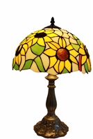 Tiffany Lamps | Tiffany Style Table Lamps | Seriena Tiffany Lamp | Sun Flower Design Zinc Base | 12 inch Tiffany Lamp |Tiffany Style Lighting | 12 inch Tiffany lamp Shade | 12" Tiffany Lamp Shade | table lamps for living room