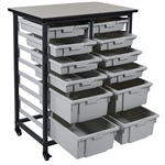 Luxor MBS-DR-8S4L Mobile Bin Storage Unit - Double Row 8 Small & 4 Large Bins