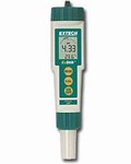 Waterproof ExStik pH meter by Extech, used to measure the pH in a liquid. pH meters are used to measure, and test levels of acidity or alkalinity in water and other liquids.
