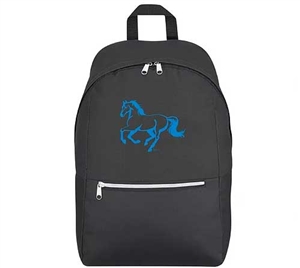 Galloping Horse Backpack This charming backpack featuring "Lila" galloping is the perfect accessory for your horse crazy kiddo. Add this to their back to school wardrobe from The Distance Depot.